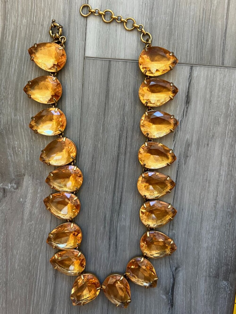 Rare J. Crew Collector's Statement Necklace | Peach Teardrop Crystals